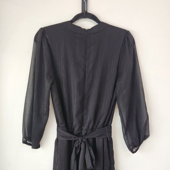 Modcloth Metallic Striped Black Jumpsuit Flowy Wide Leg Evening Women's M - Picture 4 of 10